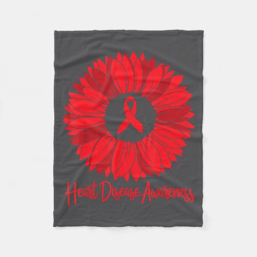 Heart Disease Awareness Sunflower Go Red Women Hea Fleece Deken (Voorkant)