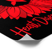 Heart Disease Awareness Sunflower Go Red Women Hea Poster (Hoek)