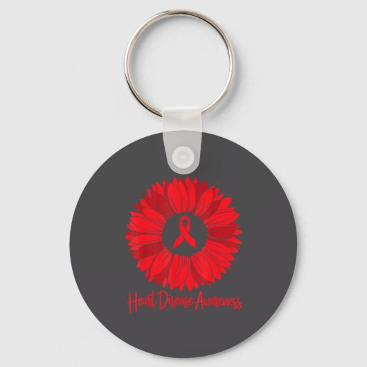 Heart Disease Awareness Sunflower Go Red Women Hea Sleutelhanger (Voorkant)