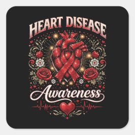 Heart Disease Awareness Vierkante Sticker