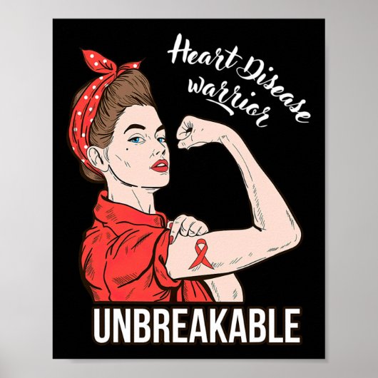 Heart Disease Awareness Warrior Unbreakable Surviv Poster (Voorkant)
