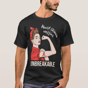 Heart Disease Awareness Warrior Unbreakable Surviv T-shirt