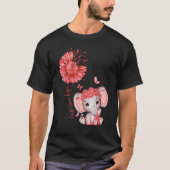 Heart Disease Cute Elephant With Sunflower And Red T-shirt (Voorkant)