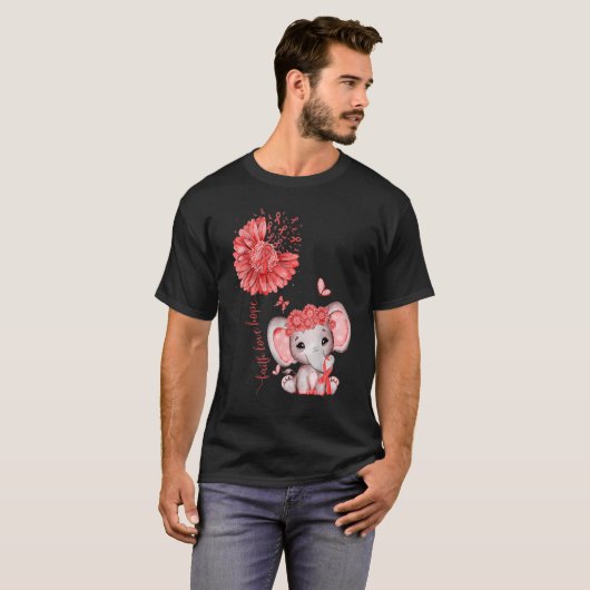 Heart Disease Cute Elephant With Sunflower And Red T-shirt (Voorkant volledig)