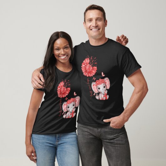 Heart Disease Cute Elephant With Sunflower And Red T-shirt (Unisex)