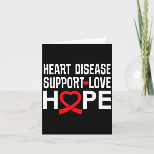 Heart Disease Suprt Love Hope Red Ribbon  Kaart (Voorkant)