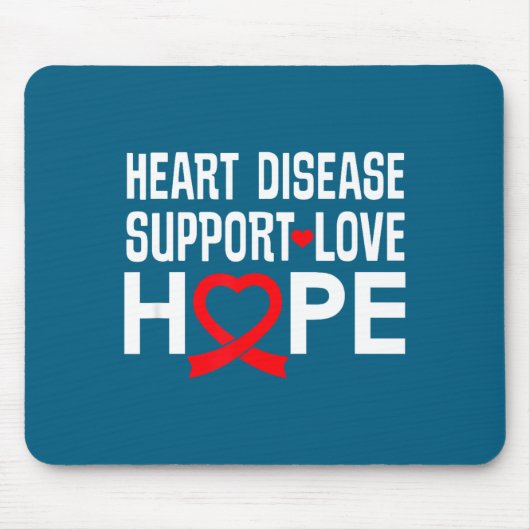 Heart Disease Suprt Love Hope Red Ribbon  Muismat (Voorkant)