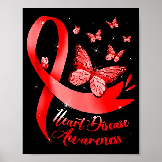 Heart Disease Warrior Red Ribbon Heart Disease Awa Poster (Voorkant)