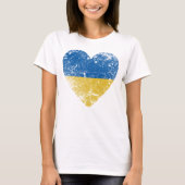 Heart Distress Ukraine Flag, country Pride T-shirt (Voorkant)