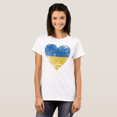 Heart Distress Ukraine Flag, country Pride T-shirt (Voorkant volledig)