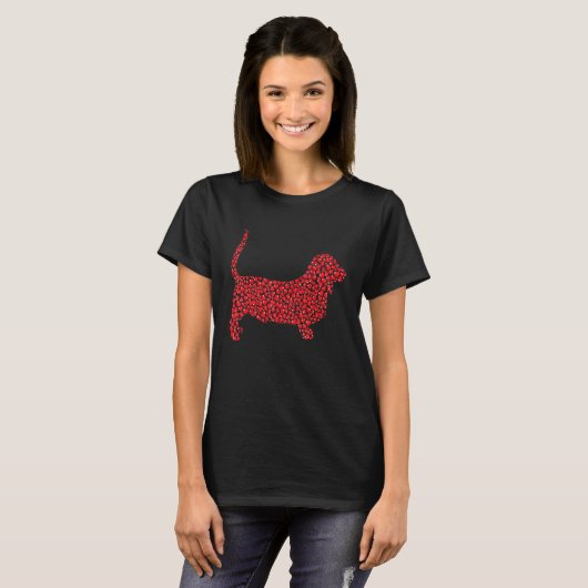Heart Dog  Basset Hound Puppy Valentines Day T-shirt (Voorkant volledig)