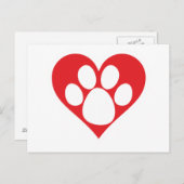 Heart Dog Paw Briefkaart (Voorkant / Achterkant)