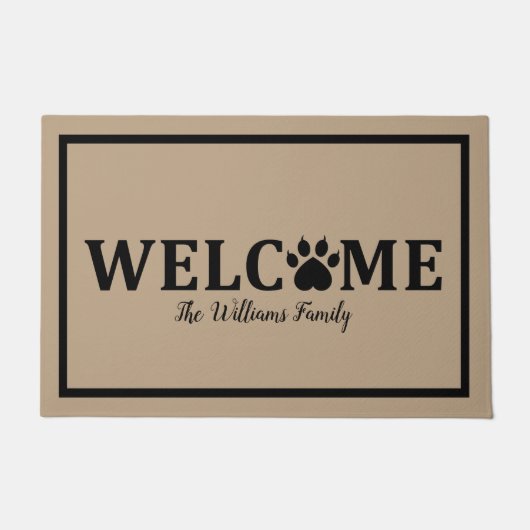 Heart Dog Paw Print - WELCOME - Speciaal Deurmat (Voorkant)