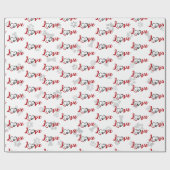 Heart Dog Paw Prints With Love Text Cadeaupapier (Vlak)