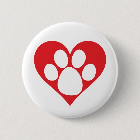 Heart Dog Paw Ronde Button 5,7 Cm (Voorkant)