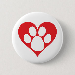 Heart Dog Paw Ronde Button 5,7 Cm