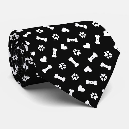 Heart Dog Paws en Bone Black Canvas tas Stropdas (Opgerold)
