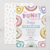 Heart Donut Birthday Nodig je uit Donut wilt misse Kaart (Voorkant / Achterkant)