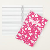 Heart Doodle en Love Pattern Cute Pink Notitieboek (Binnen)