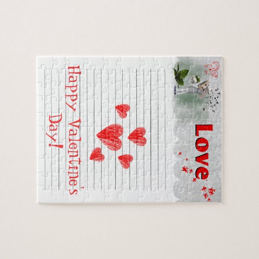Heart Doodle on Note Pad Valentijnsdag Kaart Legpuzzel (Horizontaal)