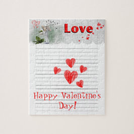 Heart Doodle on Note Pad Valentijnsdag Kaart Legpuzzel