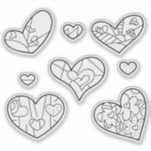 Heart Doodles Custom-Cut Vinyl Kleurplaten Sticker (Voorkant)