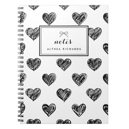 Heart Doodles Pattern Personalized Notitieboek (Voorkant)