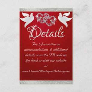 Heart & Doves, QR-code - Crimson/Silver Informatiekaartje