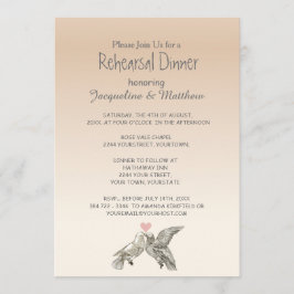 Heart Doves Roos Roze Bloemen repetitie diner Kaart