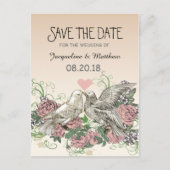 Heart Doves Roos Roze Romance - Save the Date Aankondigingskaart (Voorkant)