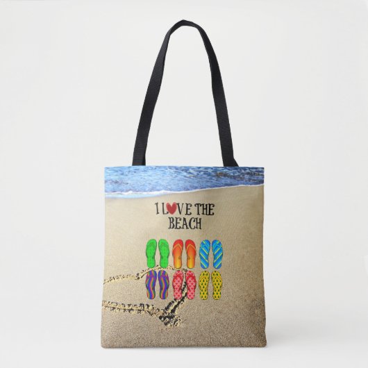 Heart drawn in the sand, I Love the Beach Tote Bag (Voorkant)