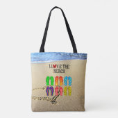 Heart drawn in the sand, I Love the Beach Tote Bag (Achterkant)
