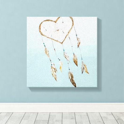 Heart Dream Catcher Canvas Afdruk (Insitu (Houten vloer))