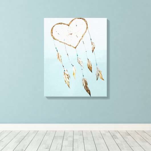 Heart Dream Catcher Canvas Afdruk (Insitu (Houten vloer))