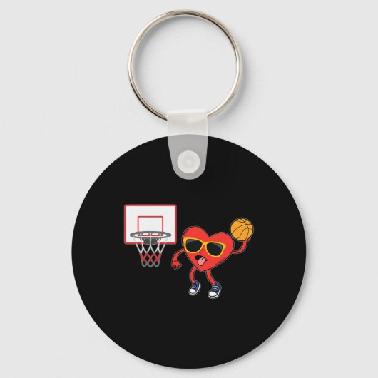 Heart Dunk Basketball Player Valentijnsdag Love S Sleutelhanger (Voorkant)