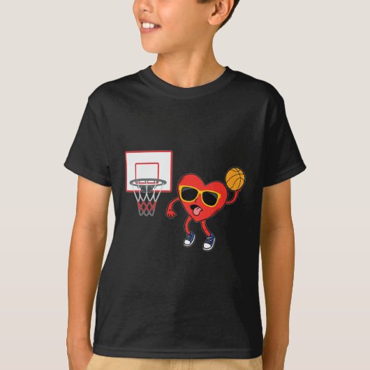 Heart Dunk Basketball Player Valentijnsdag Love S T-shirt (Voorkant)