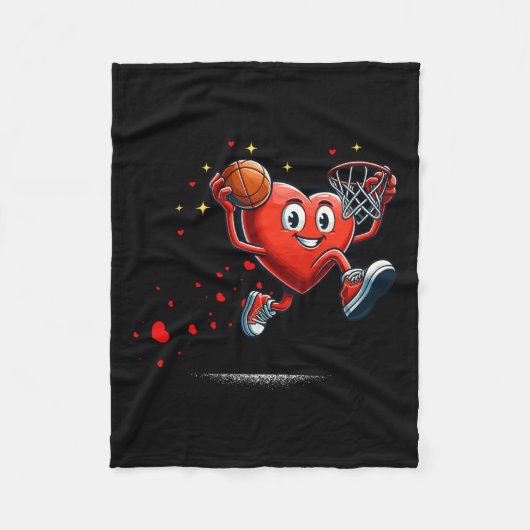 Heart Dunking Valentijnsdag Basketbal Kinder Fleece Deken (Voorkant)