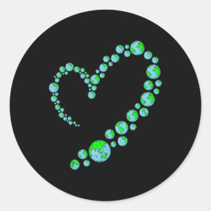 Heart Earth Day Cute Save the Planet Environmental Ronde Sticker
