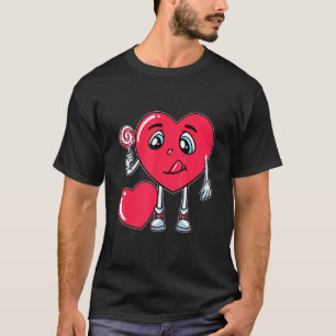 Heart Eating Lollipop Valentijnsdag Sweet Snoep B T-shirt
