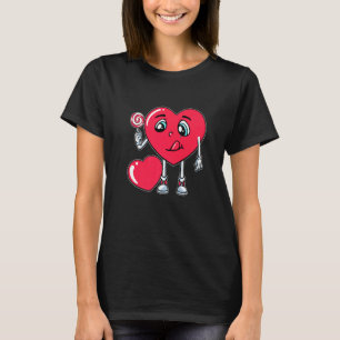 Heart Eating Lollipop Valentijnsdag Sweet Snoep B T-shirt