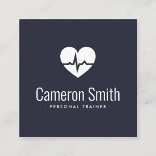 Heart ECG-golffitness persoonlijke trainer donker Vierkante Visitekaartje