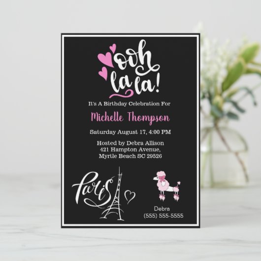 Heart Eiffel Tower Paris Frankrijk Birthday Party Kaart (Staand voorkant)