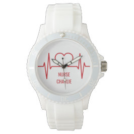 Heart EKG aangepaste naam & beroep horloges
