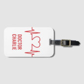 Heart EKG-aangepaste naam & kleur Bagagelabel (Voorkant (horizontaal))