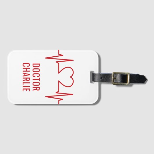 Heart EKG-aangepaste naam & kleur Bagagelabel (Voorkant (horizontaal))