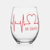 Heart EKG aangepaste naam Wijnglas Zonder Voet (Achterkant)