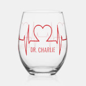 Heart EKG aangepaste naam Wijnglas Zonder Voet (Links)