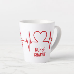 Heart EKG aangepaste tekst Latte Mok