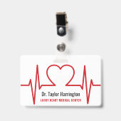 Heart EKG aangepaste tekst & medische foto-badjes Badge (Voorzijde met clip)