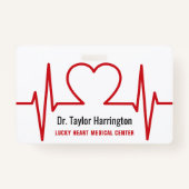 Heart EKG aangepaste tekst & medische foto-badjes Badge (Voorkant)